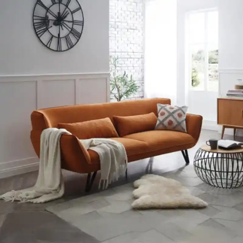 Sofi 3 seater fabric sofa with curved wing-style padded arms, plush upholstery, and modern sofa design