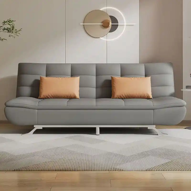  red click-clack sofa bed with tufted seat, compact armless design, and modern sofa cam bed styling