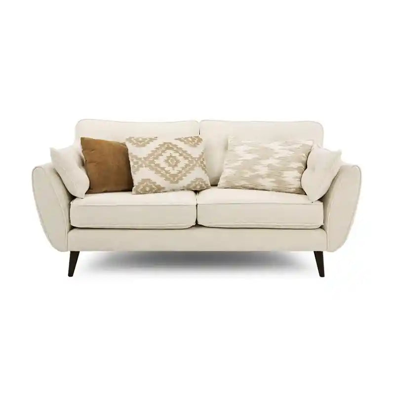 Crumble leather sofa in 3 seater sofa layout with tufted backrest, tapered wooden legs, and lounge sofa comfort