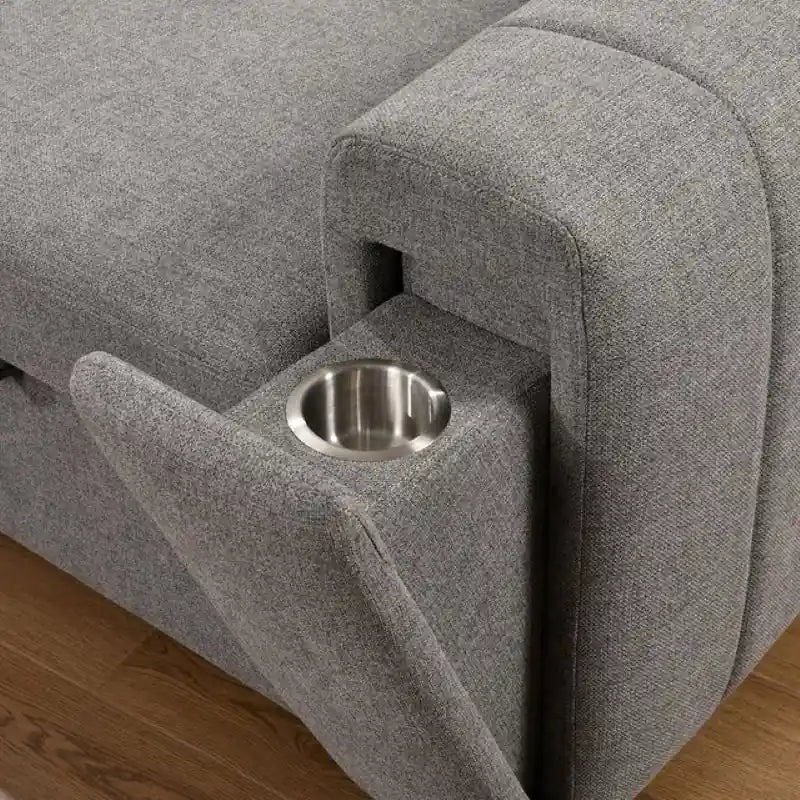 sofa bed storage design with pull-out bed function and right-side chaise