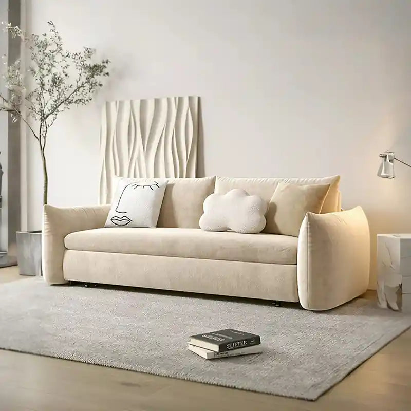 Neutral sofa cum bed photo, sofa sleeper, sofa bed design, compact straight layout