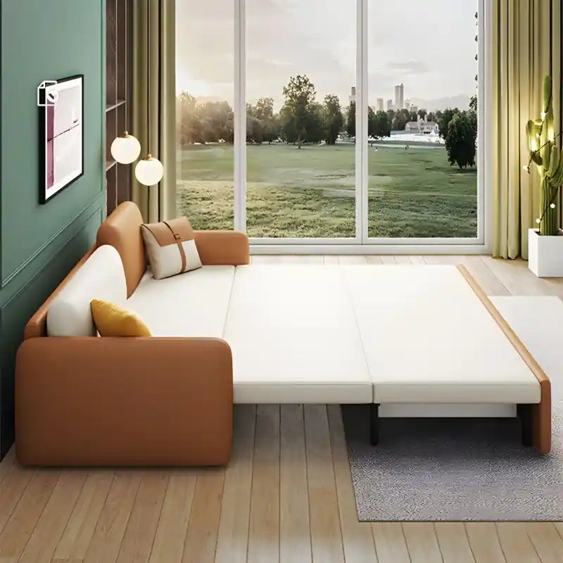 dual-tone sofa with rounded arms convertible sofa bed sofa cum bed 2-seater fabric