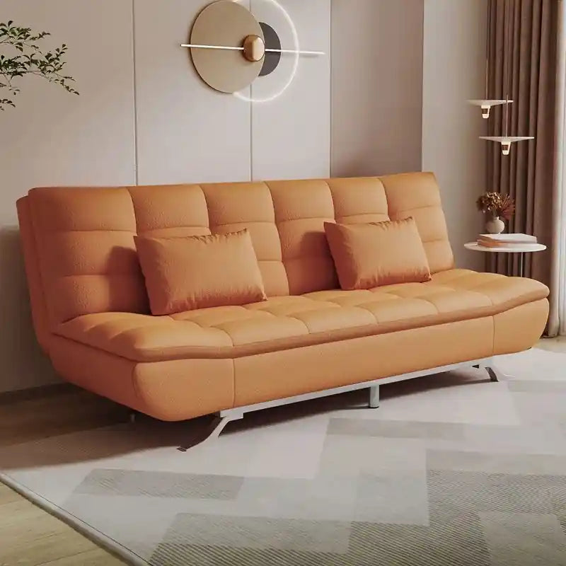  light grey 3 seater sofa bed with tufted cushions, metal angled legs, and modern sofa settee bed styling