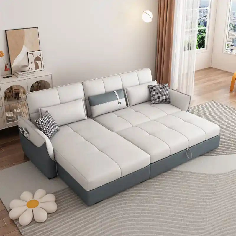 L shape sofa bed with chaise lounge shown in modern home interior