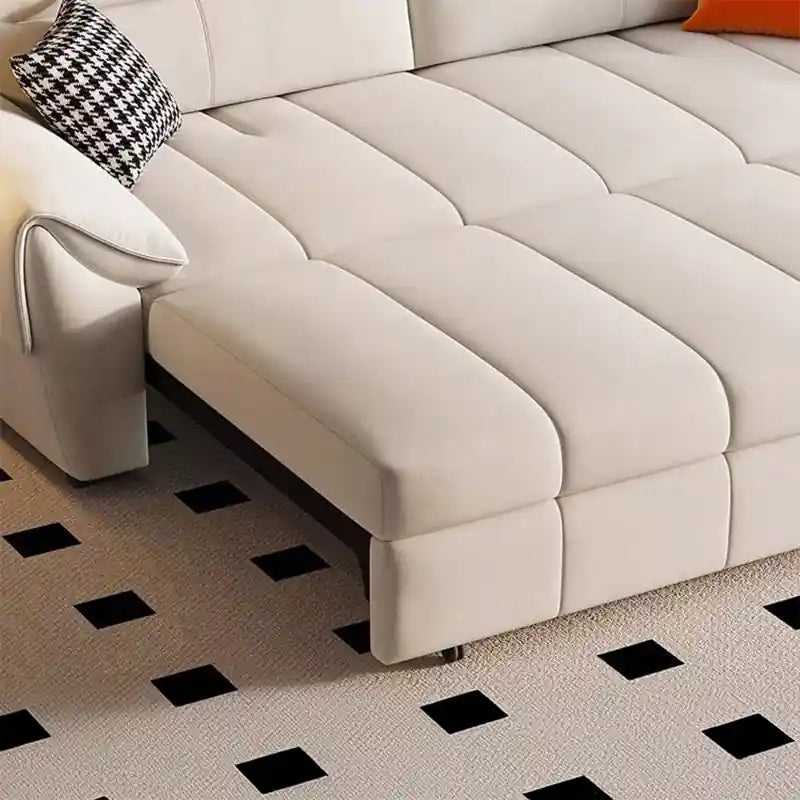 Mid-height tufted backrest image showing sofa come bed & geometric styling