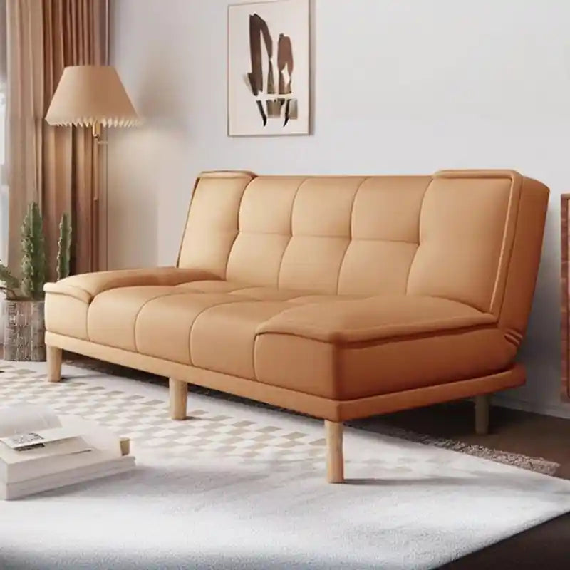 grey sofa cumm bed with click-clack couch bed design in living room view