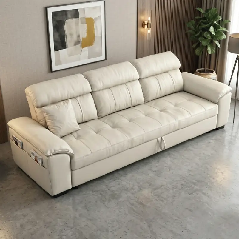 white sofa cumm bed with pull-out bed conversion normal view