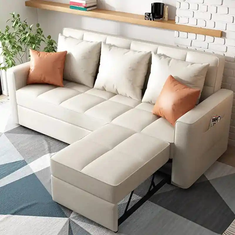 Sofacumbed with tufted seat design, modern sofa bed profile, padded arms, and pull-out sofa bed functionality