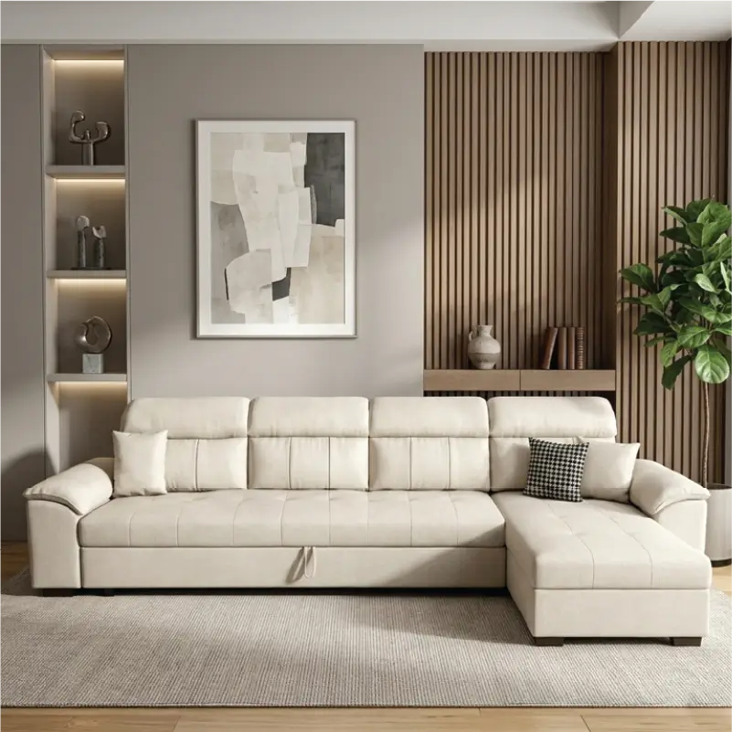convertible sofa bed with wooden tray and centre console