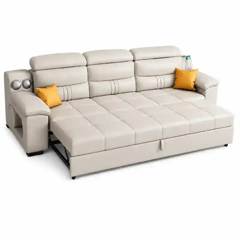pull-out mechanism that turns it into a wide sleeping surface for daily use or guests