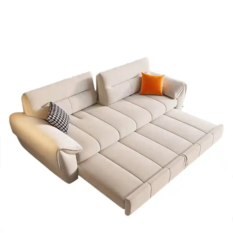 Sofacumbed with pullout mechanism, soft fabric finish, seamless flatbed comfort, and practical sofa bed couch functionality