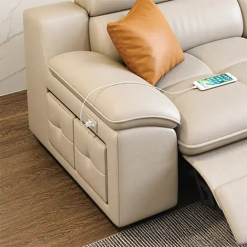 sofacumbed with console in beige sectional living room view