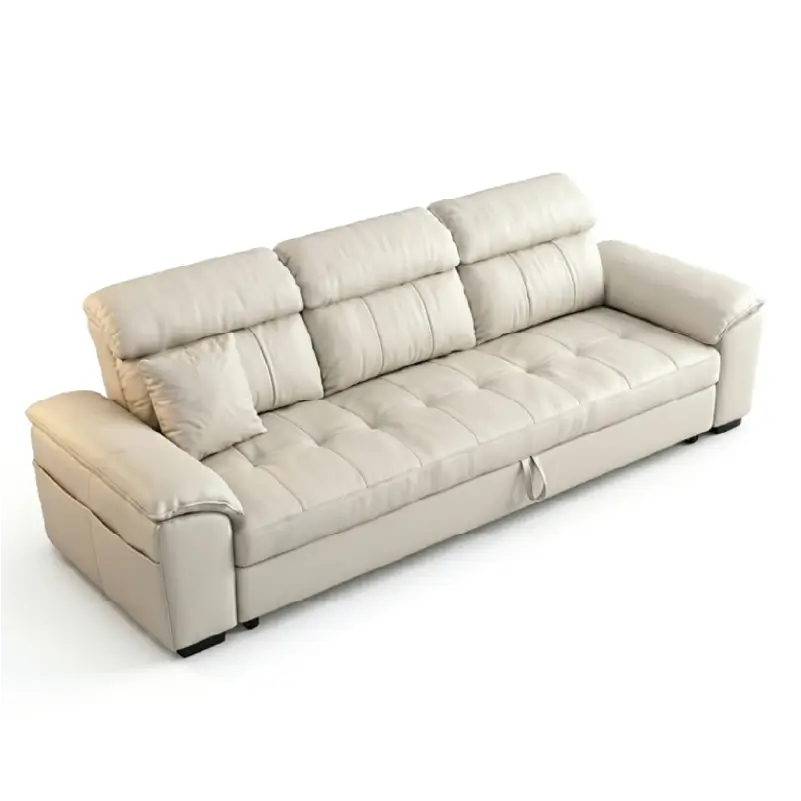 white sofa cumm bed with supportive zig-zag spring seating