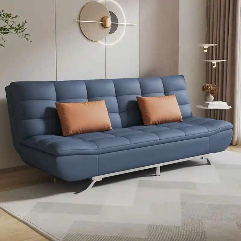  dark grey sofa cumm bed with tufted seat, compact couch bed layout, and modern leatherette finish