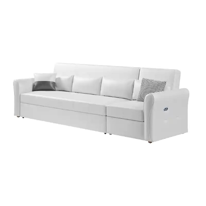  white sofa bed back view with low-clearance base, clean sofacumbed profile, sofa cam bed structure, and modern couch bed design