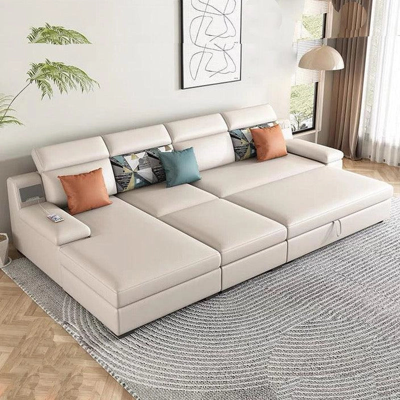As a refined sofa cum bed, it offers medium-firm comfort through high-density foam, supportive springs, and an integrated mattress that suits daily use.