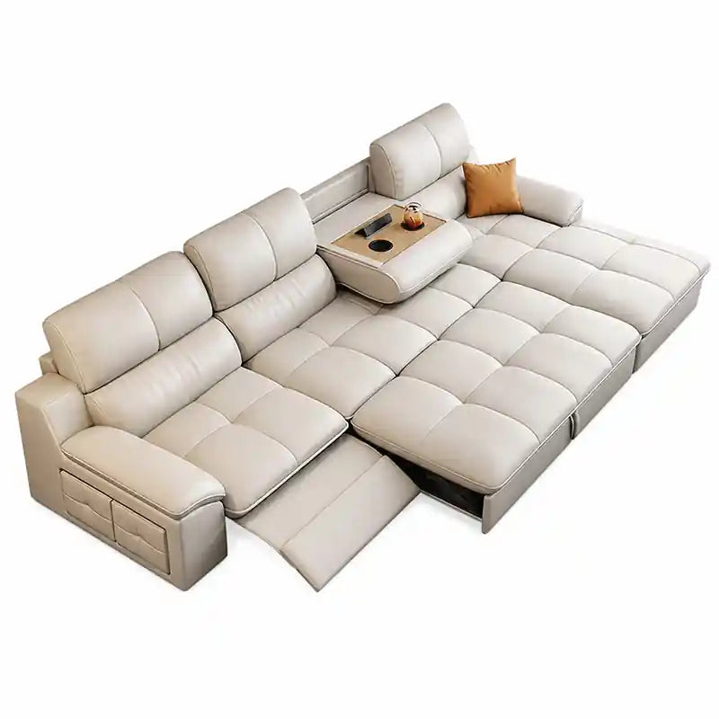 convertible sofa bed beige product cutout with console tray