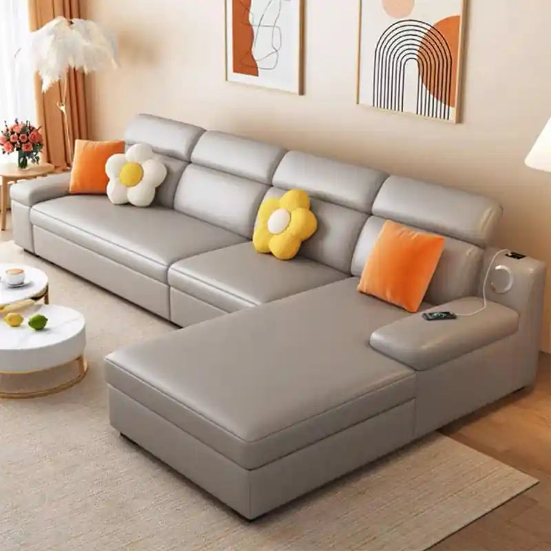  grey sofa bed storage design with chaise layout, modern sofacumbed styling, and pull-out function
