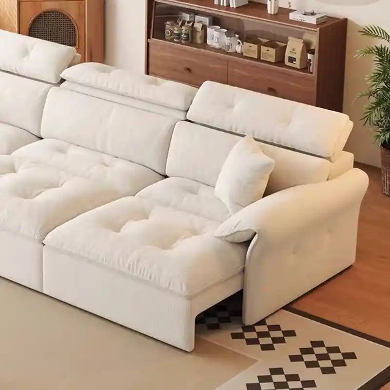 tan brown pull-out sofa bed couch with low-profile lounge design