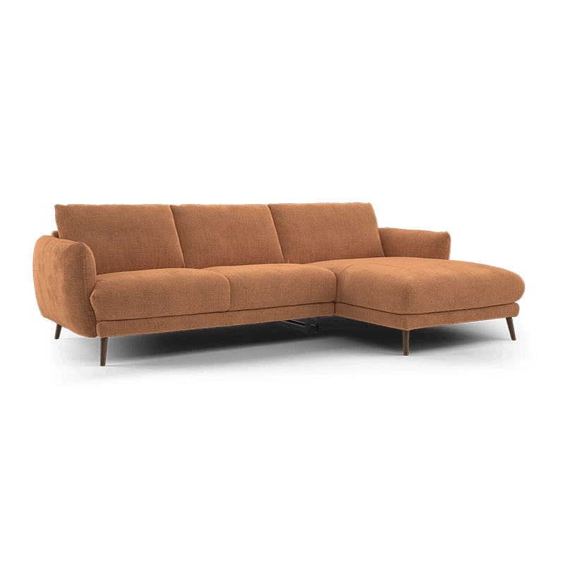 The smooth tan finish paired with tapered wooden legs