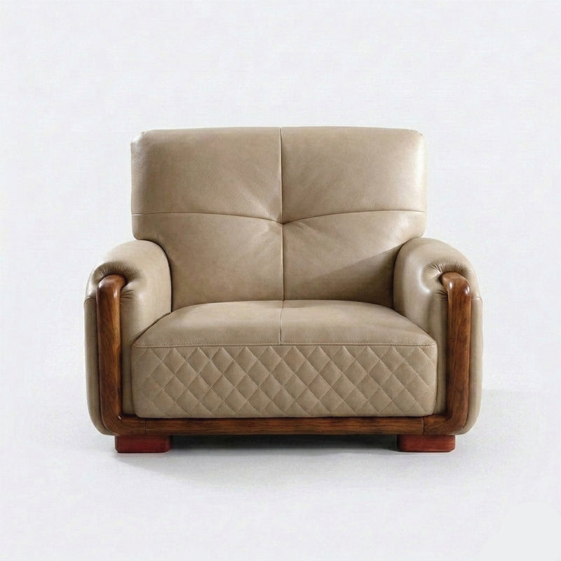 wooden base adds warmth while reinforcing durability, making this settee