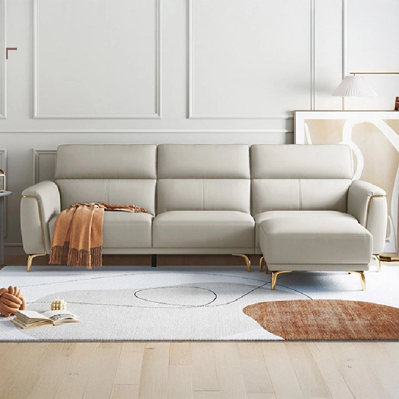 slim gold accents give this sofa set a light, contemporary presence