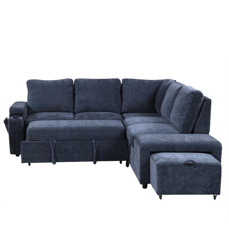 This sofa cum bed blends functionality, durability, and contemporary design in one cohesive furniture piece.