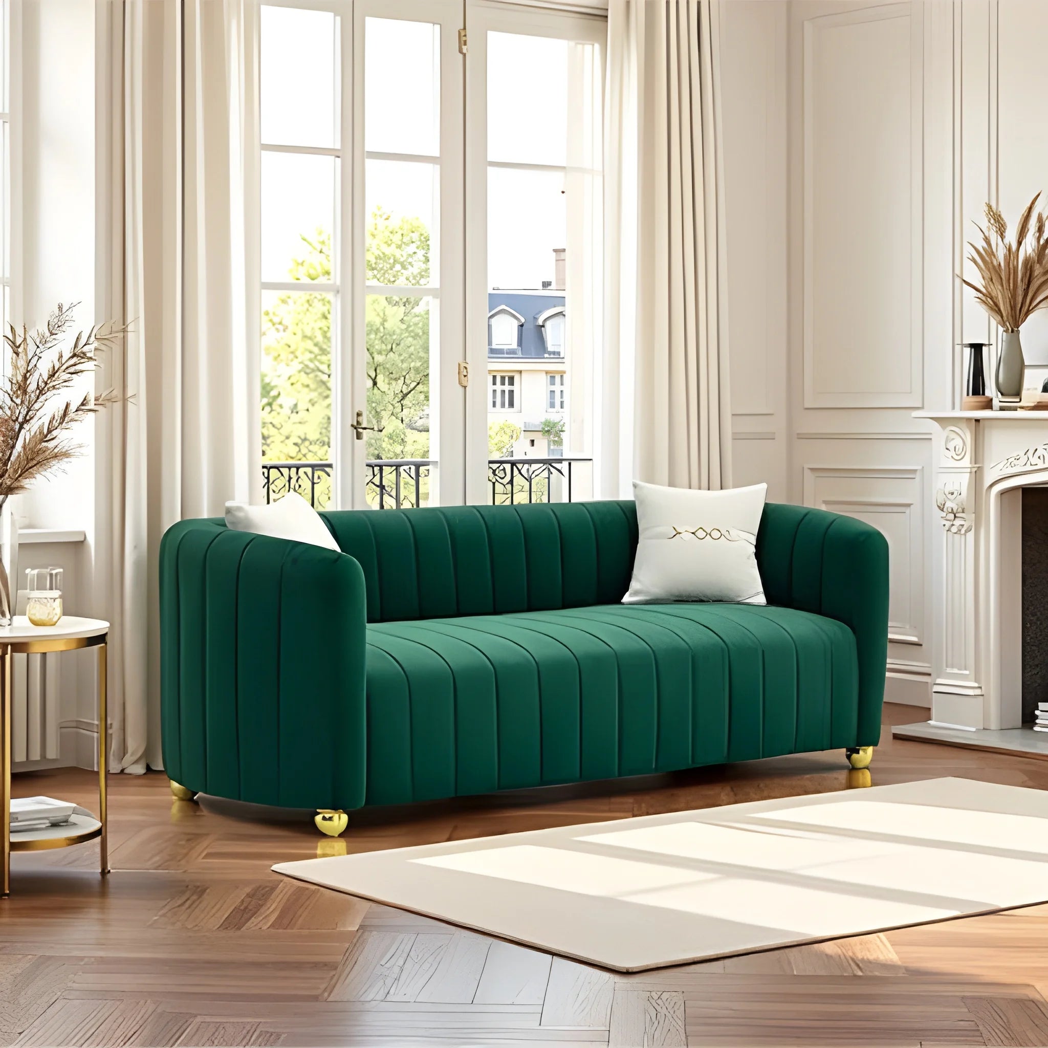Gold-finish legs add contrast while the structured frame ensures lasting support