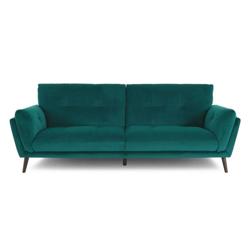 The plush velvet upholstery, combined with grid-pattern tufting, provides a premium feel and balanced support.