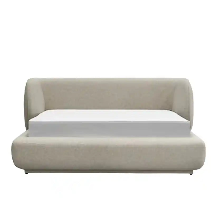 Picture of fully padded bed base with concealed frame and bed online appeal - beige