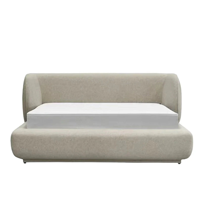 Picture of fully padded bed base with concealed frame and bed online appeal - beige