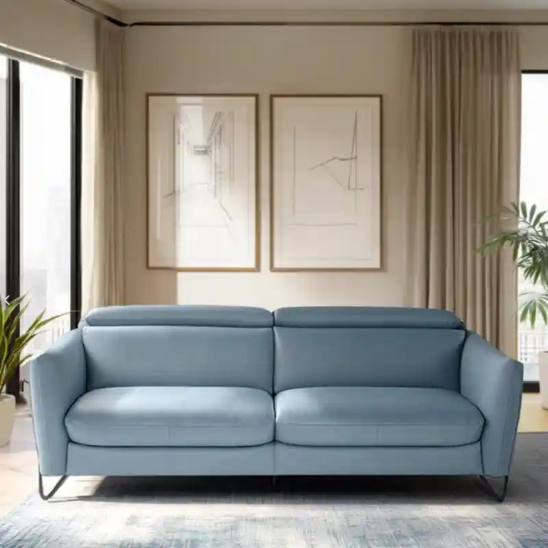 Blue modern sofa with slim legs, 3 seater sofa, premium sofa, fabric finish