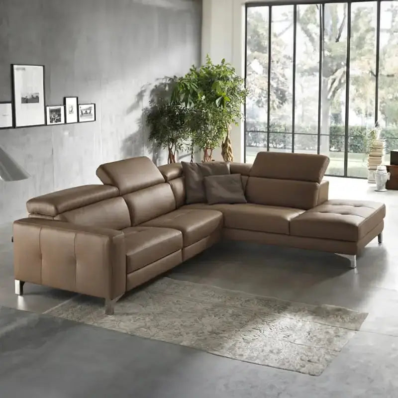Adjustable headrest corner sofa, 4 seater sofa premium sofa, L shape leather-look design