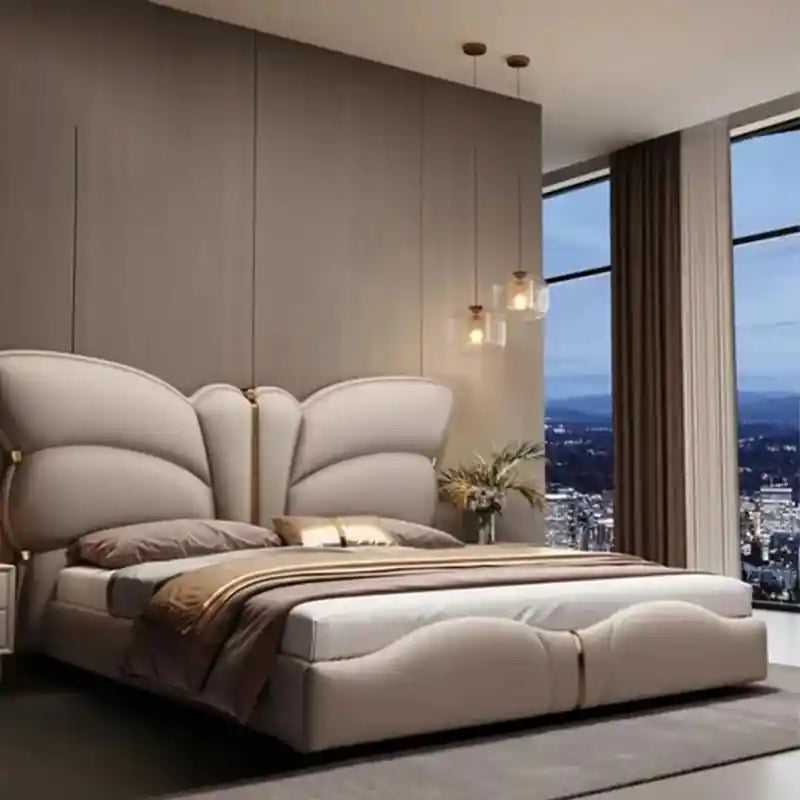 Side view showing footboard curve — modern bed design and new bed design