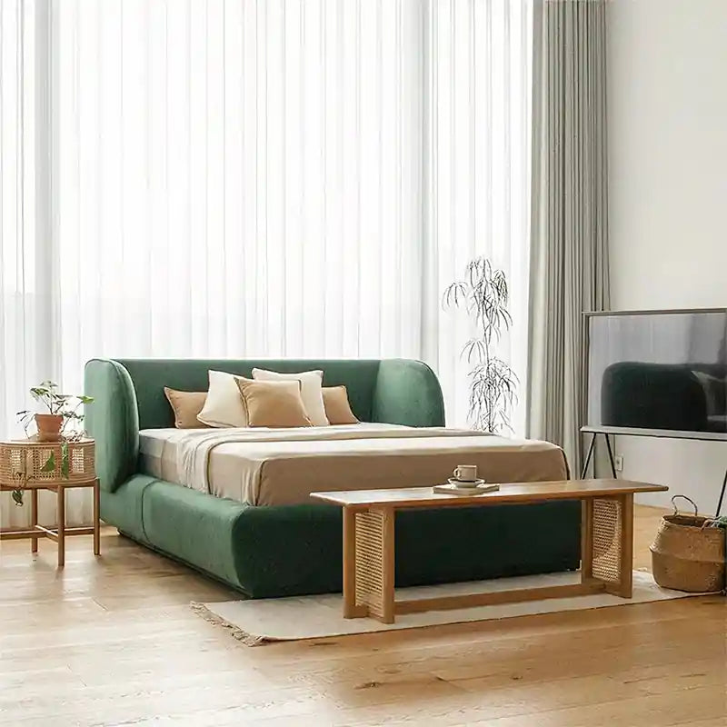 Forest green wrap-around bed photo with modern bed design and bed frame for master bedroom