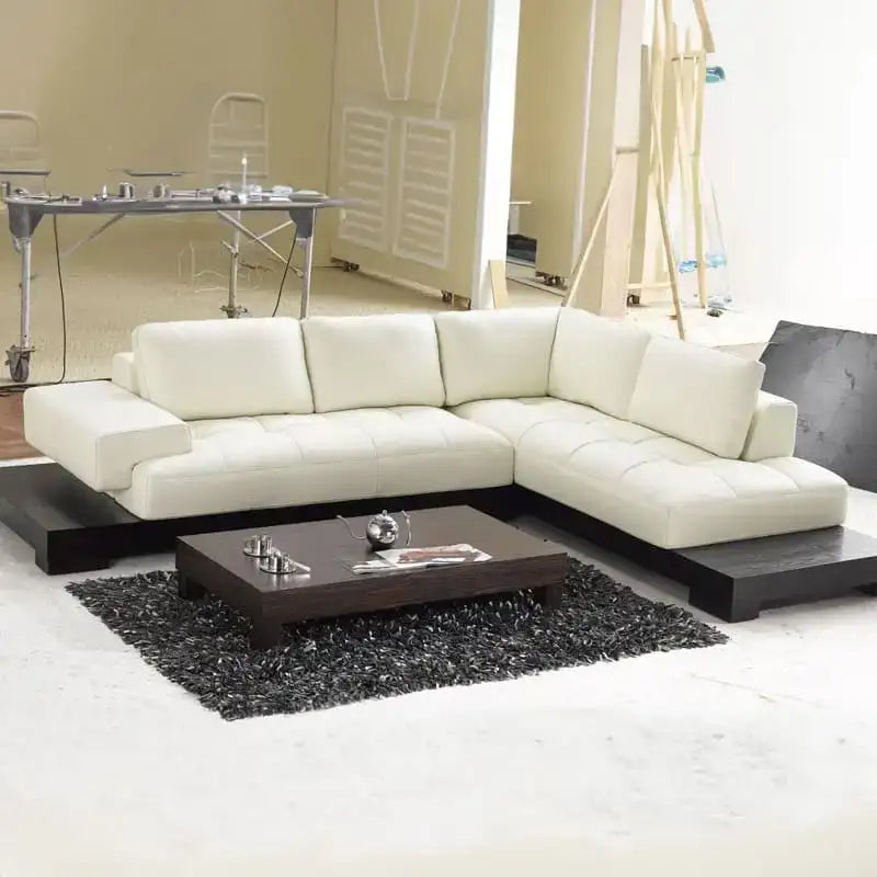 Low-profile sectional with platform base, premium sofa, modern sofa design, leather-look 5 seater