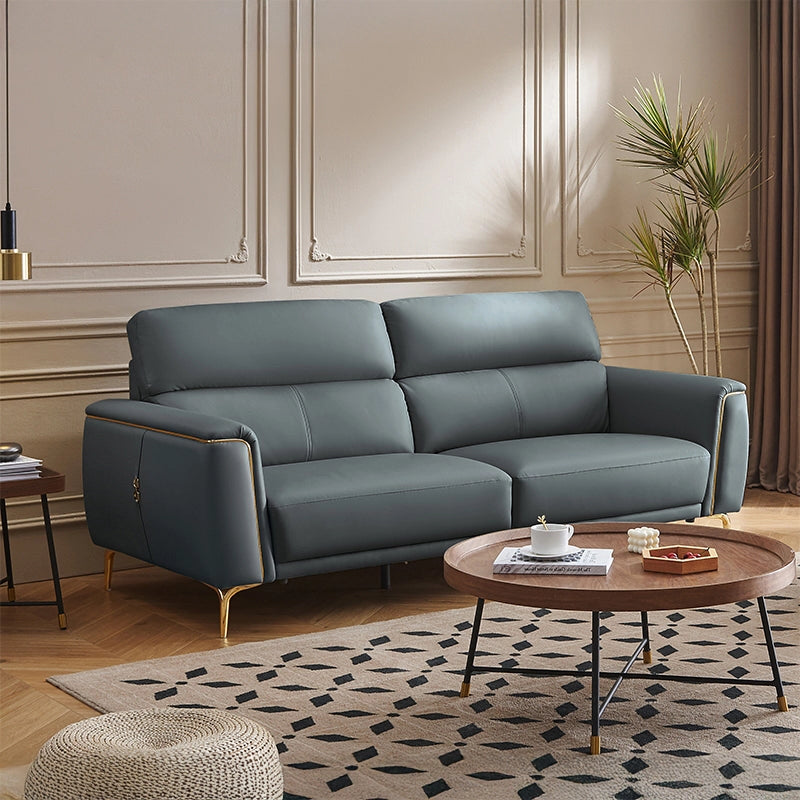 Upholstered Juno sofa design with gold piping premium sofa 3 seater fabric