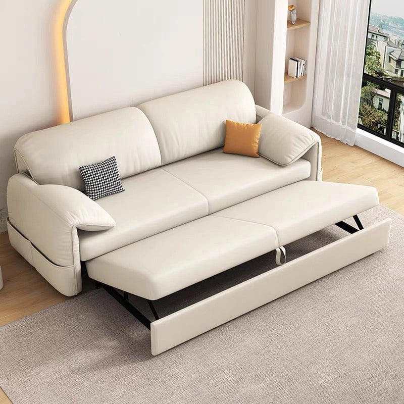 Cream pull-out sofacumbed image with convertible sofa bed, sleeper sofa, 3-seater