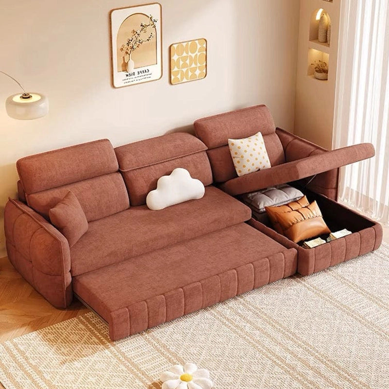 L-shaped sofa cum bed design with channel stitching fabric sectional