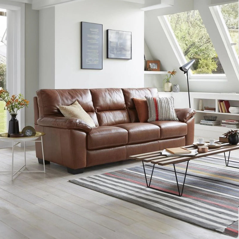 Warm brown leather sofa image with pure leather sofa and premium sofa three seater