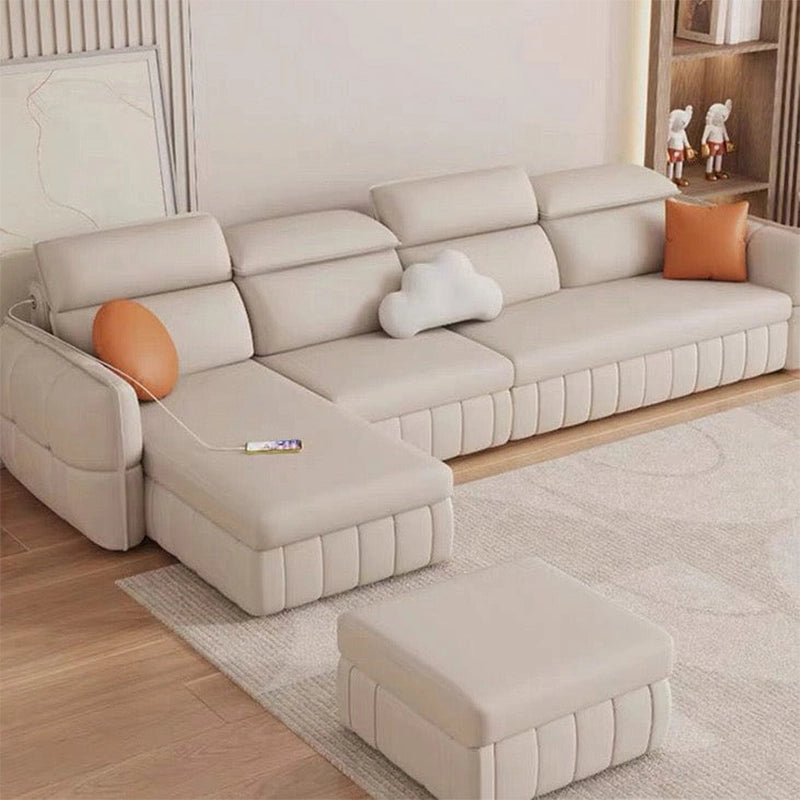 Featuring an elegant L shape sofa cum bed design, it easily transforms from a comfortable couch into a spacious couch bed for guests