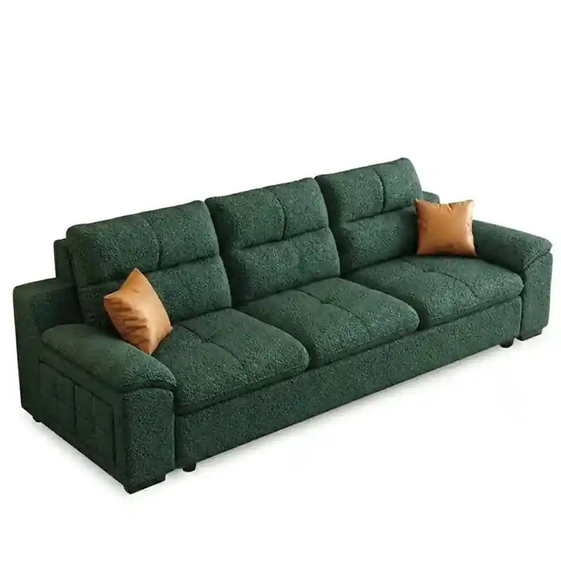 dark brown sofa bed couch with cup holders and console