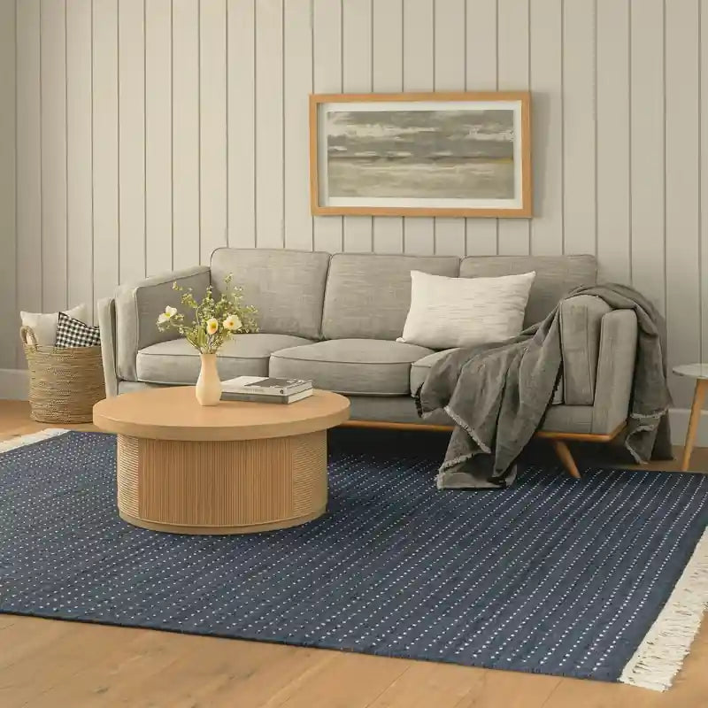 A standout feature is the solid wooden base frame in a warm natural finish