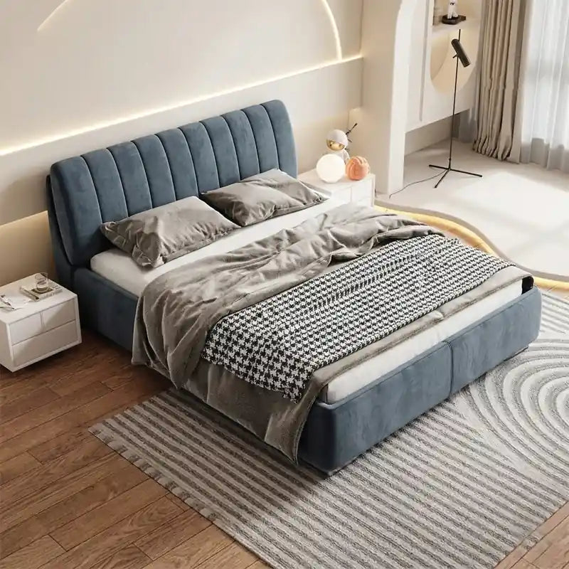 Green channel tufted bed online modern style bed design platform bed