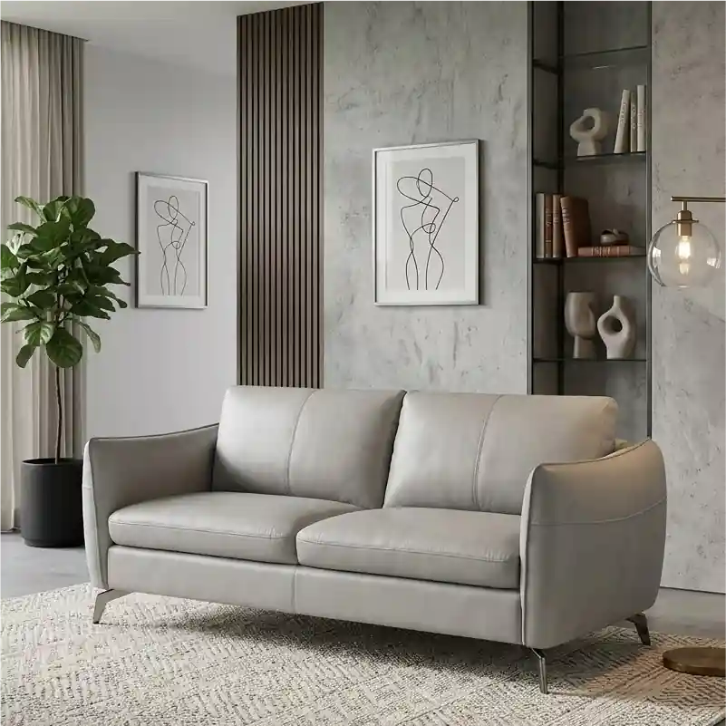 Soft rounded arms on leather settee – modern sofa design & corner sofa set, 3 seater