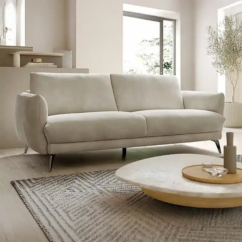 Cushioned caramel couch with stitching detail pure leather sofa stylish sofa design 3 seater