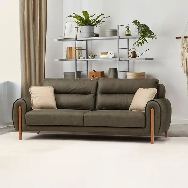 cushioned seating with wooden arms stylish sofa design contemporary sofa design 3 seater sofa