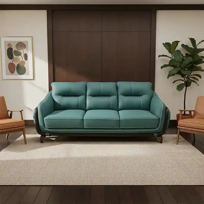 teal fabric sofa design premium sofa 3 seater wooden arms