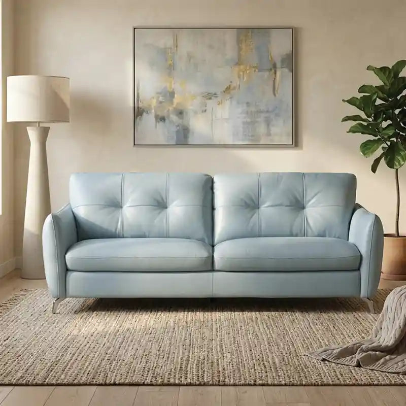 Tufted back leather couch image showing contemporary sofa design and luxury sofa set style