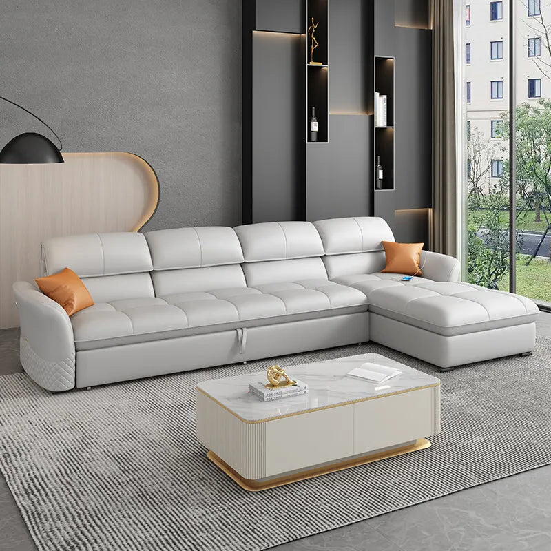 L-shaped tufted sofa with chaise l shape sofa cum bed convertible sofa bed faux leather